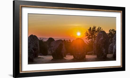 Almendres Cromlech Circle at sunset. Portugal-Martin Zwick-Framed Photographic Print