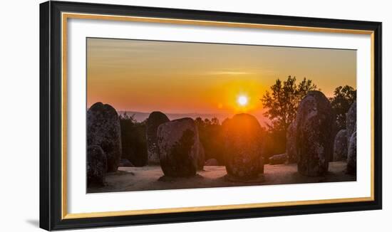 Almendres Cromlech Circle at sunset. Portugal-Martin Zwick-Framed Photographic Print