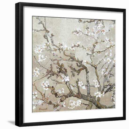 Almond Branches in Bloom, San Remy, c.1890 (tan)-Vincent van Gogh-Framed Art Print