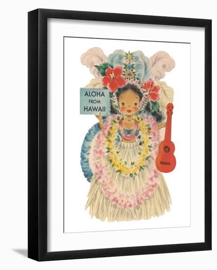 Aloha from Hawaii, Doll with Ukulele-null-Framed Art Print