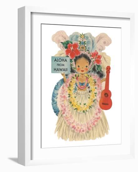 Aloha from Hawaii, Doll with Ukulele-null-Framed Art Print