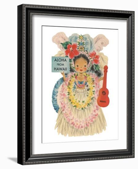 Aloha from Hawaii, Doll with Ukulele-null-Framed Art Print