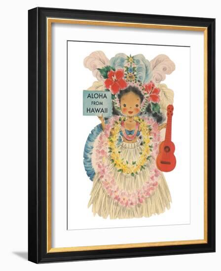 Aloha from Hawaii, Doll with Ukulele-null-Framed Art Print