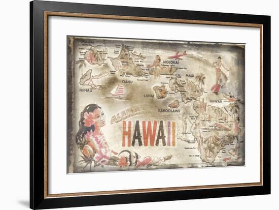 Aloha Hawaii-Vintage Vacation-Framed Art Print