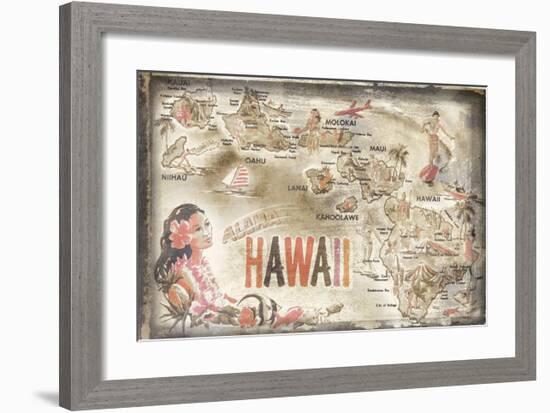 Aloha Hawaii-Vintage Vacation-Framed Art Print