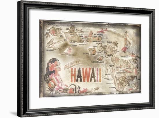 Aloha Hawaii-Vintage Vacation-Framed Art Print