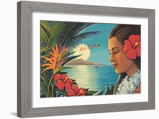 Aloha Moonrise-Kerne Erickson-Framed Art Print