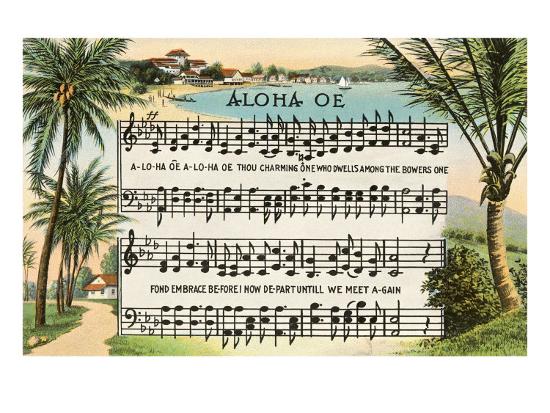 Aloha Oe Music, Lyrics Art Print by | Art.com