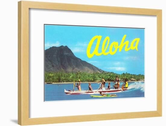 Aloha, Riding Outrigger, Hawaii-null-Framed Art Print