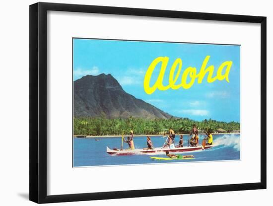 Aloha, Riding Outrigger, Hawaii-null-Framed Art Print