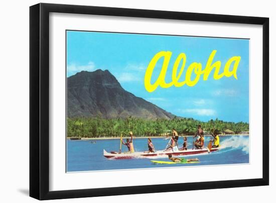 Aloha, Riding Outrigger, Hawaii-null-Framed Art Print