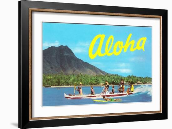 Aloha, Riding Outrigger, Hawaii-null-Framed Art Print