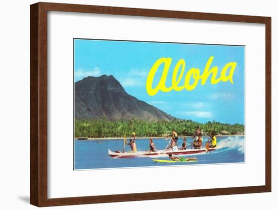 Aloha, Riding Outrigger, Hawaii-null-Framed Art Print