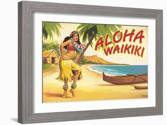 Aloha Waikiki-Kerne Erickson-Framed Premium Giclee Print