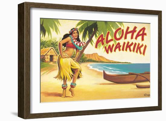 Aloha Waikiki-Kerne Erickson-Framed Premium Giclee Print