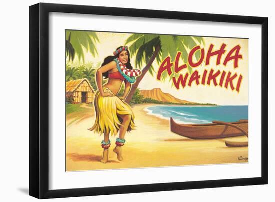 Aloha Waikiki-Kerne Erickson-Framed Premium Giclee Print