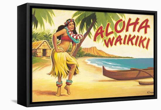 Aloha Waikiki-Kerne Erickson-Framed Stretched Canvas