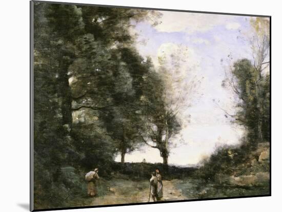 Along the Path-Jean-Baptiste-Camille Corot-Mounted Giclee Print