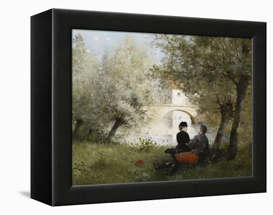 Along the River-Jules Frederic Ballavoine-Framed Premier Image Canvas