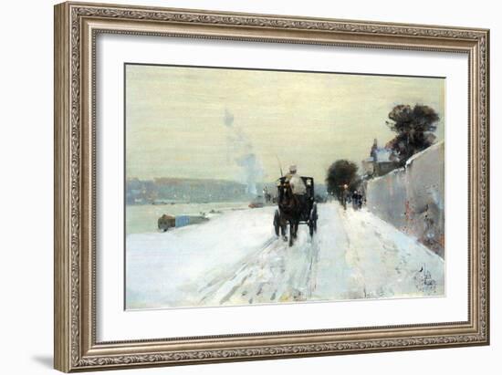 Along the Seine-Childe Hassam-Framed Art Print