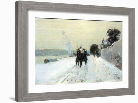 Along the Seine-Childe Hassam-Framed Art Print