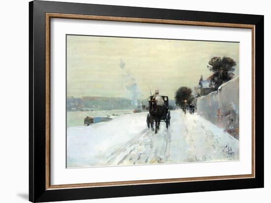 Along the Seine-Childe Hassam-Framed Art Print