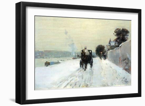 Along the Seine-Childe Hassam-Framed Art Print