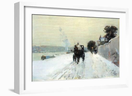 Along the Seine-Childe Hassam-Framed Art Print