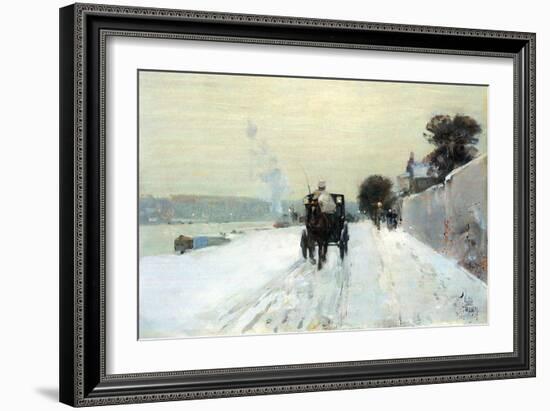 Along the Seine-Childe Hassam-Framed Art Print