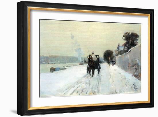 Along the Seine-Childe Hassam-Framed Art Print