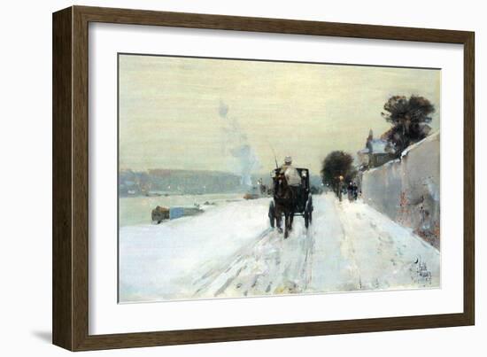 Along The Seine-Childe Hassam-Framed Art Print