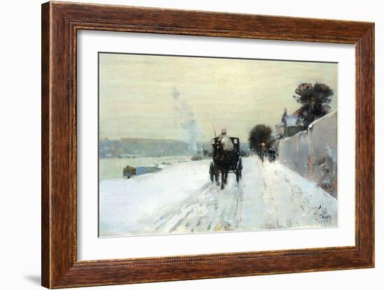 Along The Seine-Childe Hassam-Framed Art Print