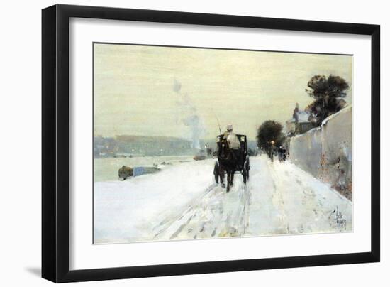 Along The Seine-Childe Hassam-Framed Art Print