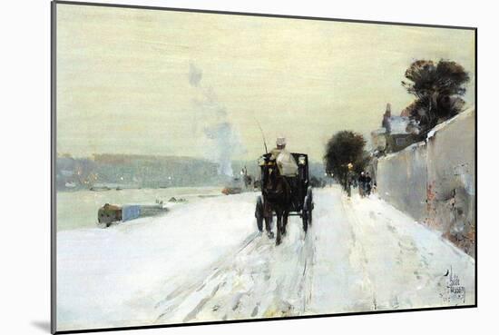 Along The Seine-Childe Hassam-Mounted Art Print