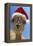 Alpaca Wearing Christmas Hat-null-Framed Premier Image Canvas