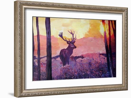 Alpenchalet Country Style Series The Deer at Dusk-Markus Bleichner-Framed Art Print