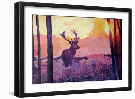 Alpenchalet Country Style Series The Deer at Dusk-Markus Bleichner-Framed Art Print