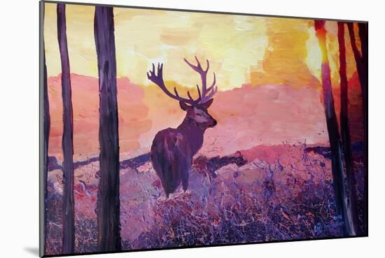 Alpenchalet Country Style Series The Deer at Dusk-Markus Bleichner-Mounted Art Print