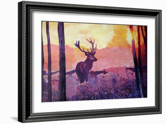 Alpenchalet Country Style Series The Deer at Dusk-Markus Bleichner-Framed Art Print