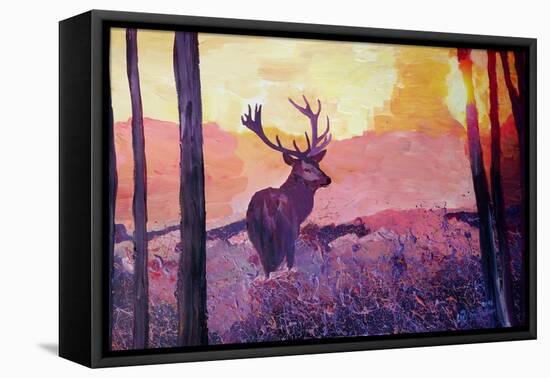 Alpenchalet Country Style Series The Deer at Dusk-Markus Bleichner-Framed Stretched Canvas