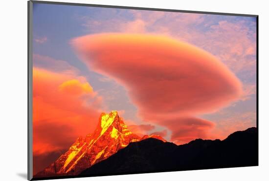 Alpenglow at sunset on Machapuchare, Nepelese Himalayas-Ashley Cooper-Mounted Photographic Print
