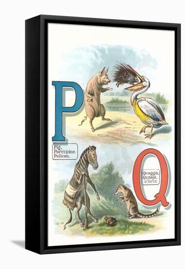 Alphabet Animals, P and Q-null-Framed Stretched Canvas