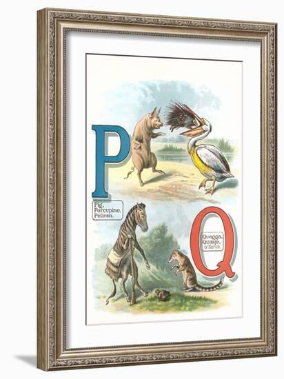 Alphabet Animals, P and Q-null-Framed Art Print