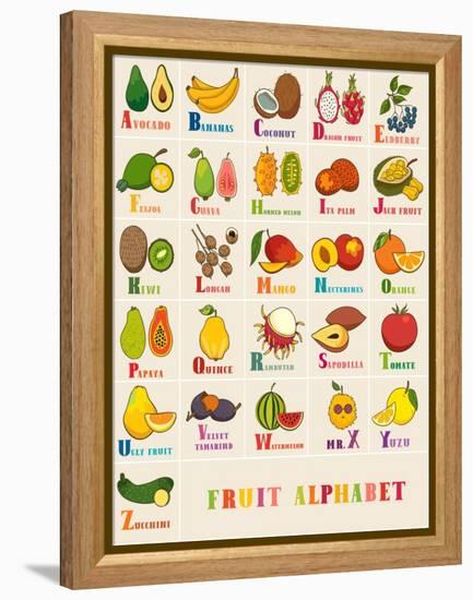 Alphabet & Fruit Vector Set-coffeee_in-Framed Stretched Canvas