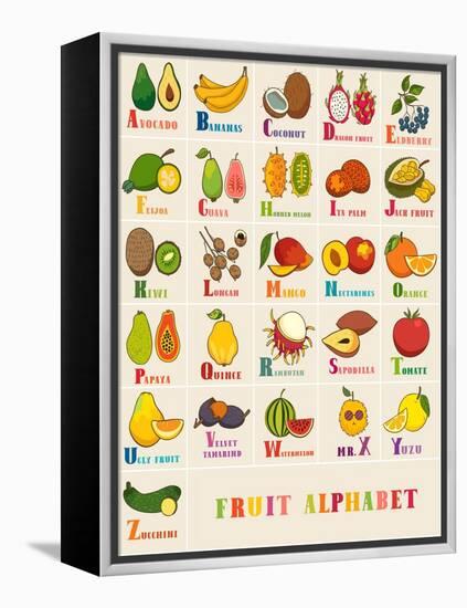 Alphabet & Fruit Vector Set-coffeee_in-Framed Stretched Canvas