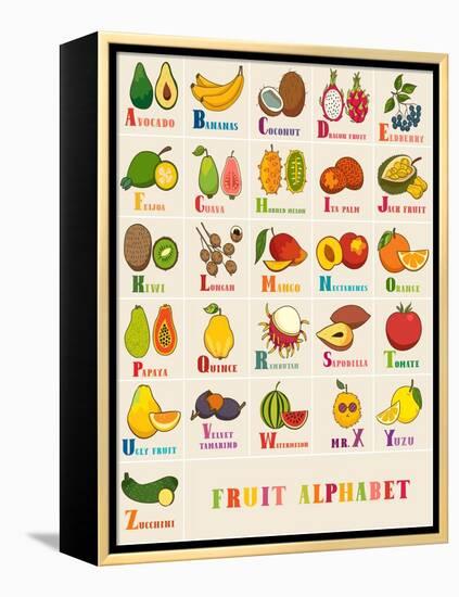 Alphabet & Fruit Vector Set-coffeee_in-Framed Stretched Canvas