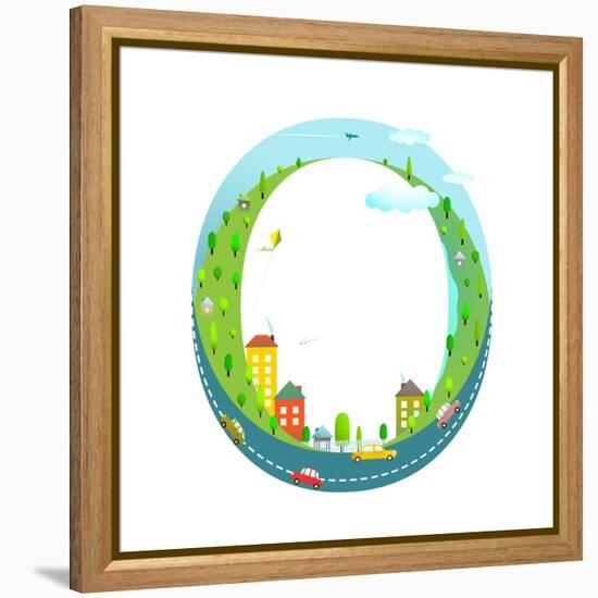 Alphabet Letter O Cartoon Flat Style for Kids. Fun Alphabet Letter for Children Boys and Girls With-Popmarleo-Framed Stretched Canvas