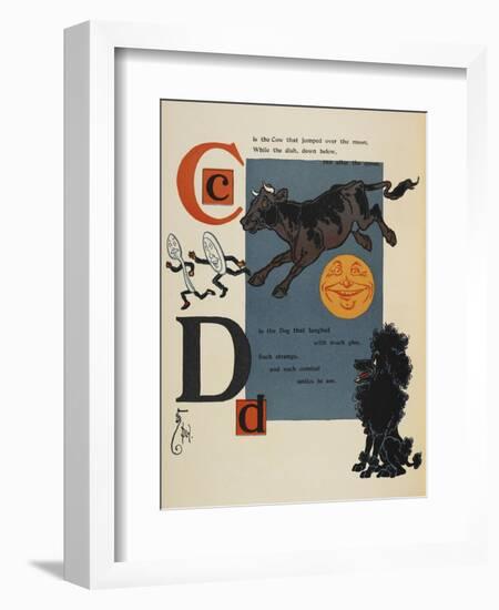 Alphabet Page: C and D. the Cow That Jumped Over the Moon. the Dog That Laughed-William Denslow-Framed Giclee Print