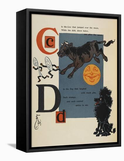 Alphabet Page: C and D. the Cow That Jumped Over the Moon. the Dog That Laughed-William Denslow-Framed Premier Image Canvas