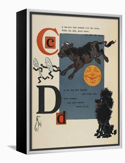 Alphabet Page: C and D. the Cow That Jumped Over the Moon. the Dog That Laughed-William Denslow-Framed Premier Image Canvas